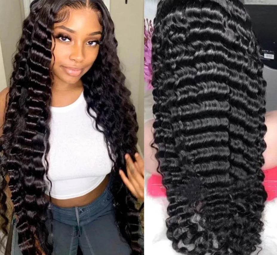 Loose Deep Wave Wig HD Lace Frontal Brazilian Pre-Plucked Wig 180 Density