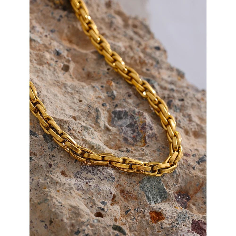 Double Link Chain Necklace & Bracelet | 18K Gold Plated Stainless Steel | The PM Edit