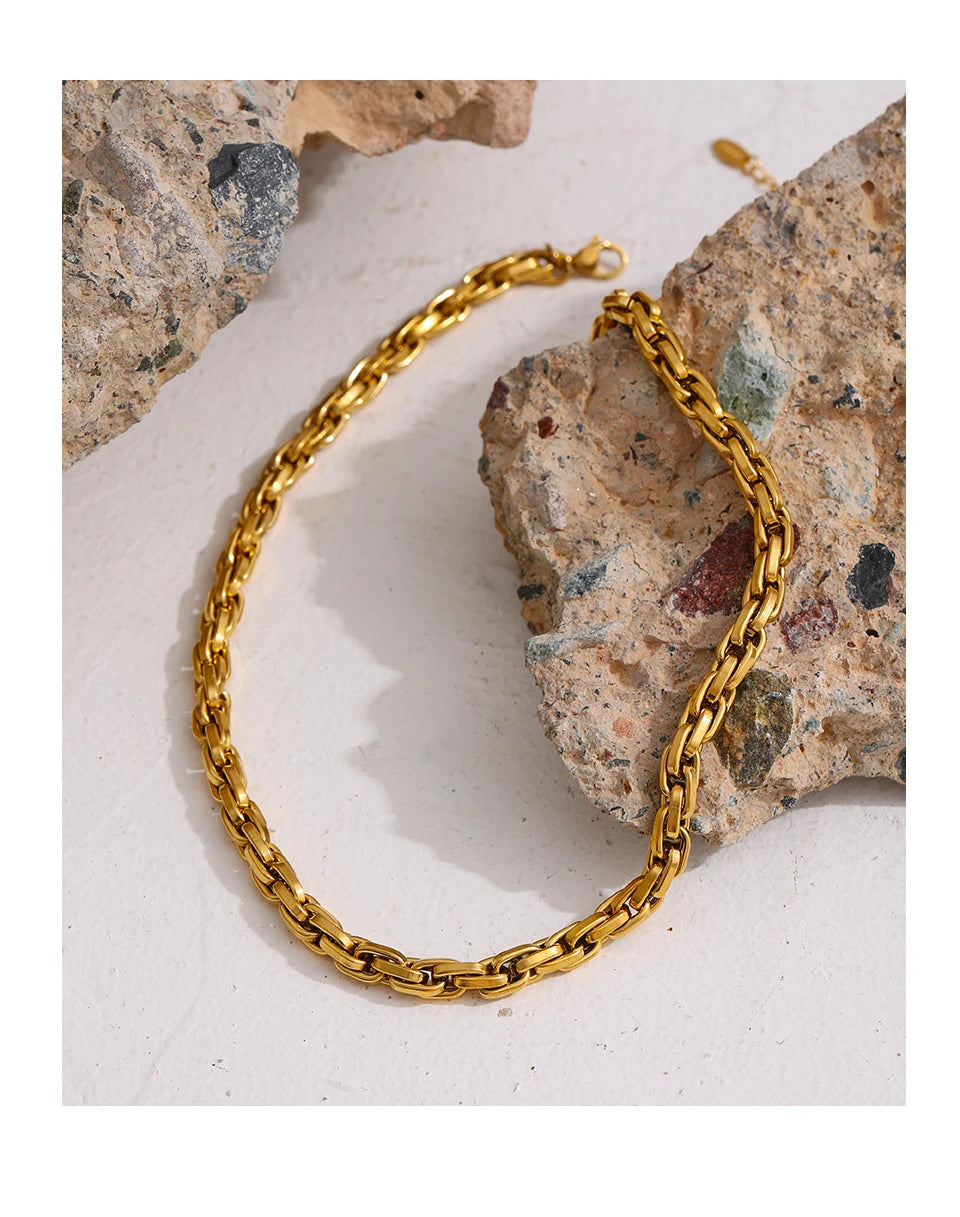 Double Link Chain Necklace & Bracelet | 18K Gold Plated Stainless Steel | The PM Edit