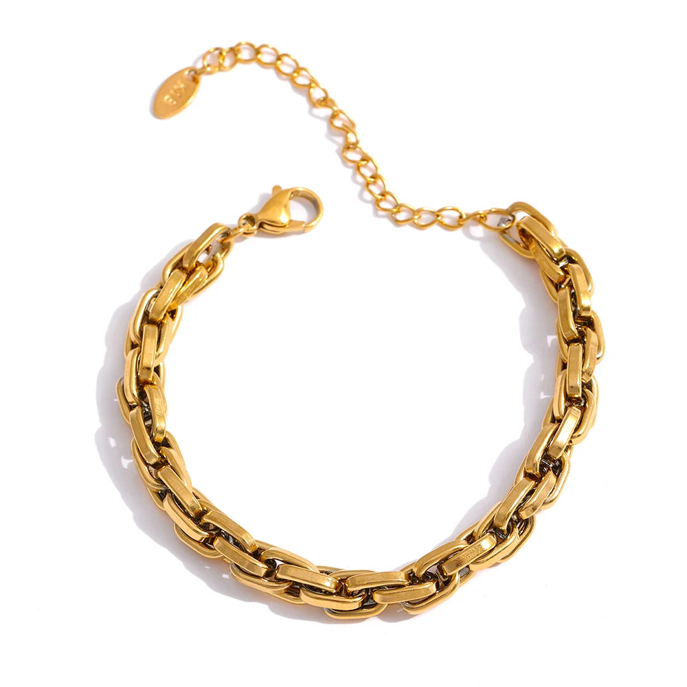 Double Link Chain Necklace & Bracelet | 18K Gold Plated Stainless Steel | The PM Edit