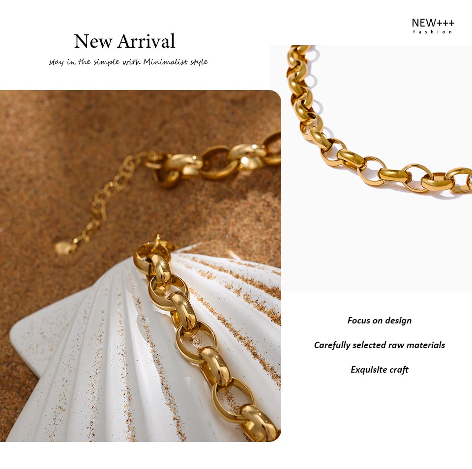Chunky Gold Belcher Chain Necklace | 18K Gold Plated Stainless Steel Statement Jewelry