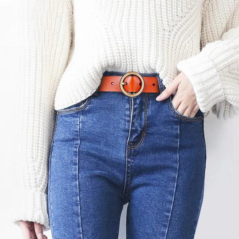 Genuine Leather Pin Buckle Belt