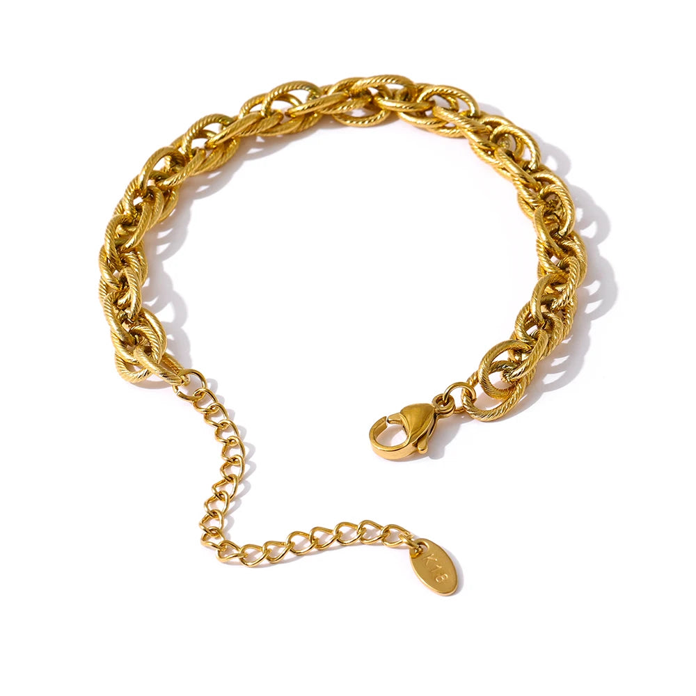 Twisted Rope Chain Necklace & Bracelet | 18K Gold Plated Stainless Steel | The PM Edit