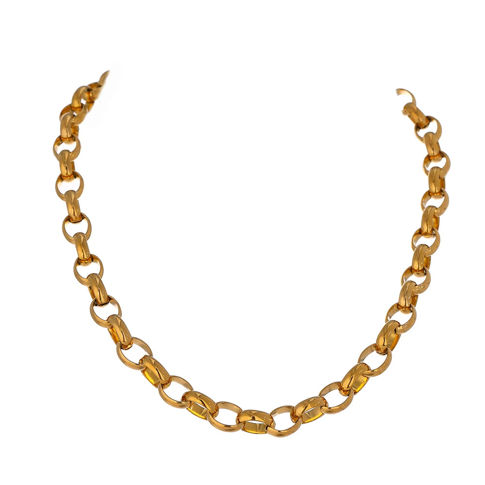 Chunky Gold Belcher Chain Necklace | 18K Gold Plated Stainless Steel Statement Jewelry