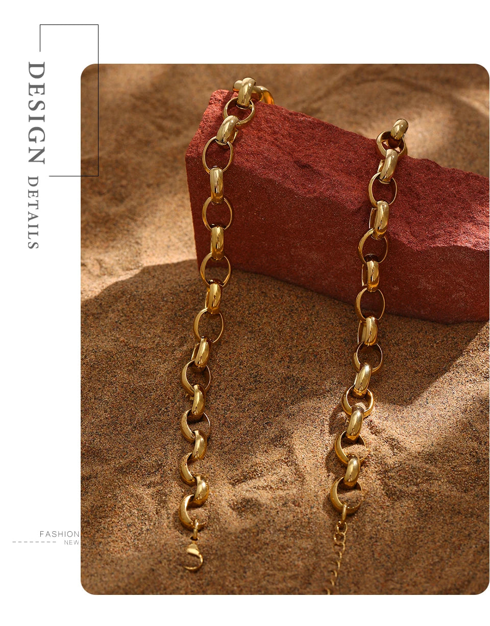 Chunky Gold Belcher Chain Necklace | 18K Gold Plated Stainless Steel Statement Jewelry