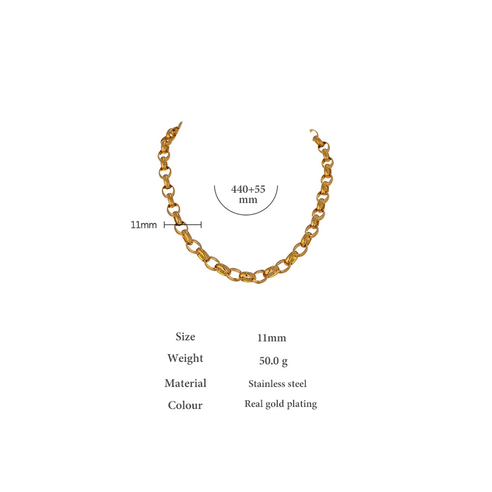 Chunky Gold Belcher Chain Necklace | 18K Gold Plated Stainless Steel Statement Jewelry