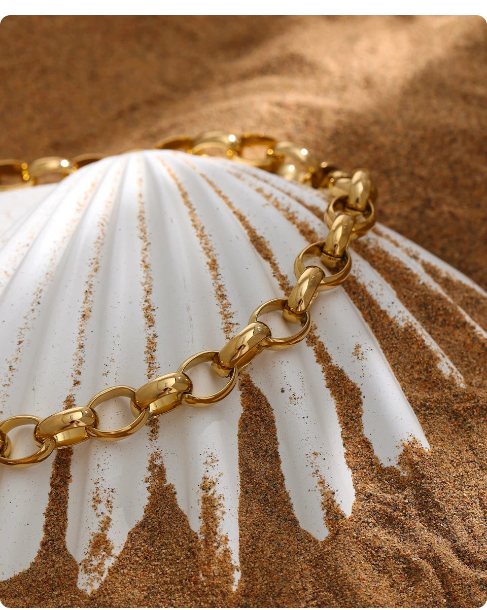 Chunky Gold Belcher Chain Necklace | 18K Gold Plated Stainless Steel Statement Jewelry