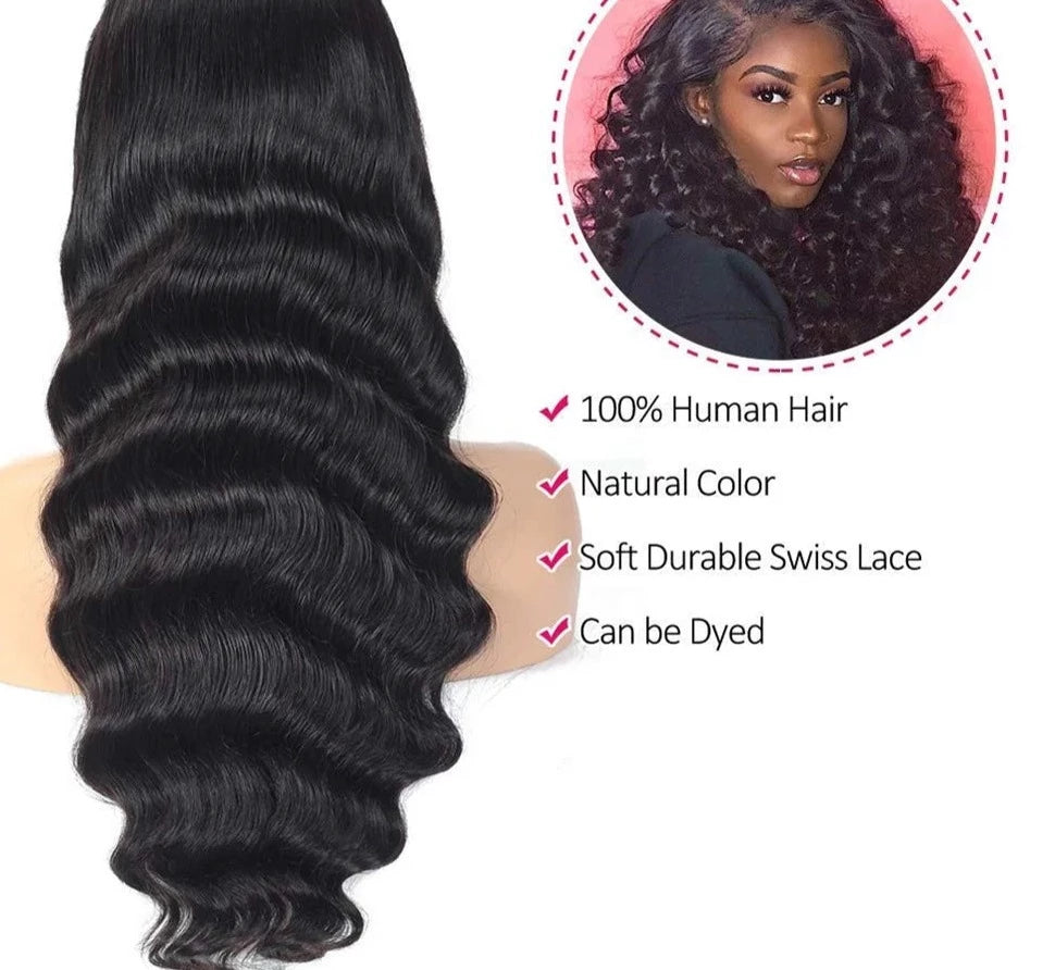 Loose Deep Wave Wig HD Lace Frontal Brazilian Pre-Plucked Wig 180 Density