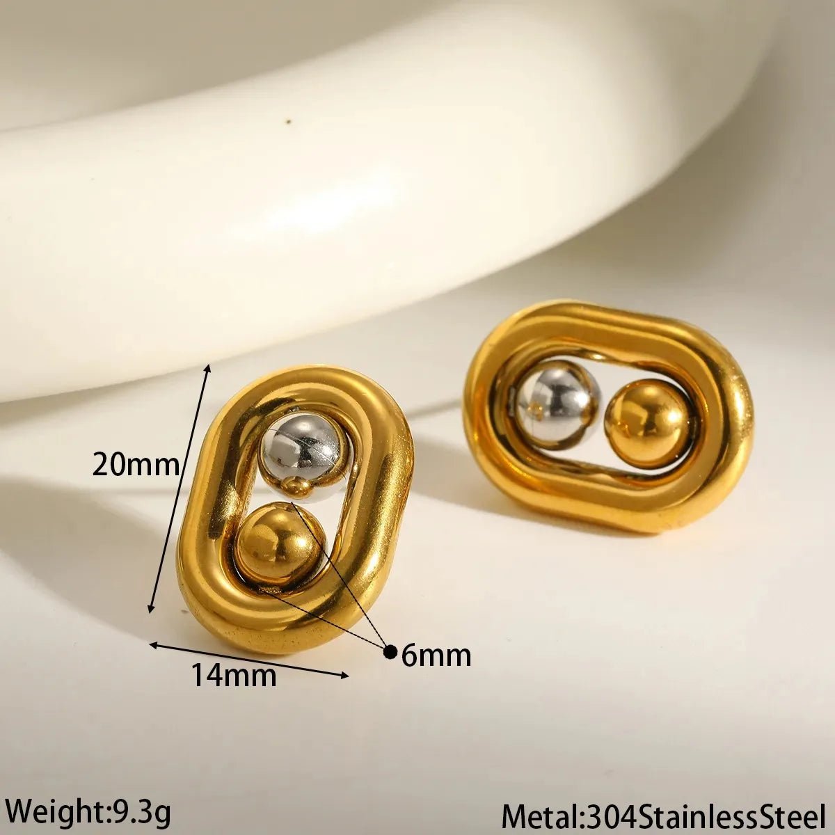 Dual Ball Oval Jewelry Set | 18K Gold Plated | Tarnish - Free & Waterproof - The PM Edit
