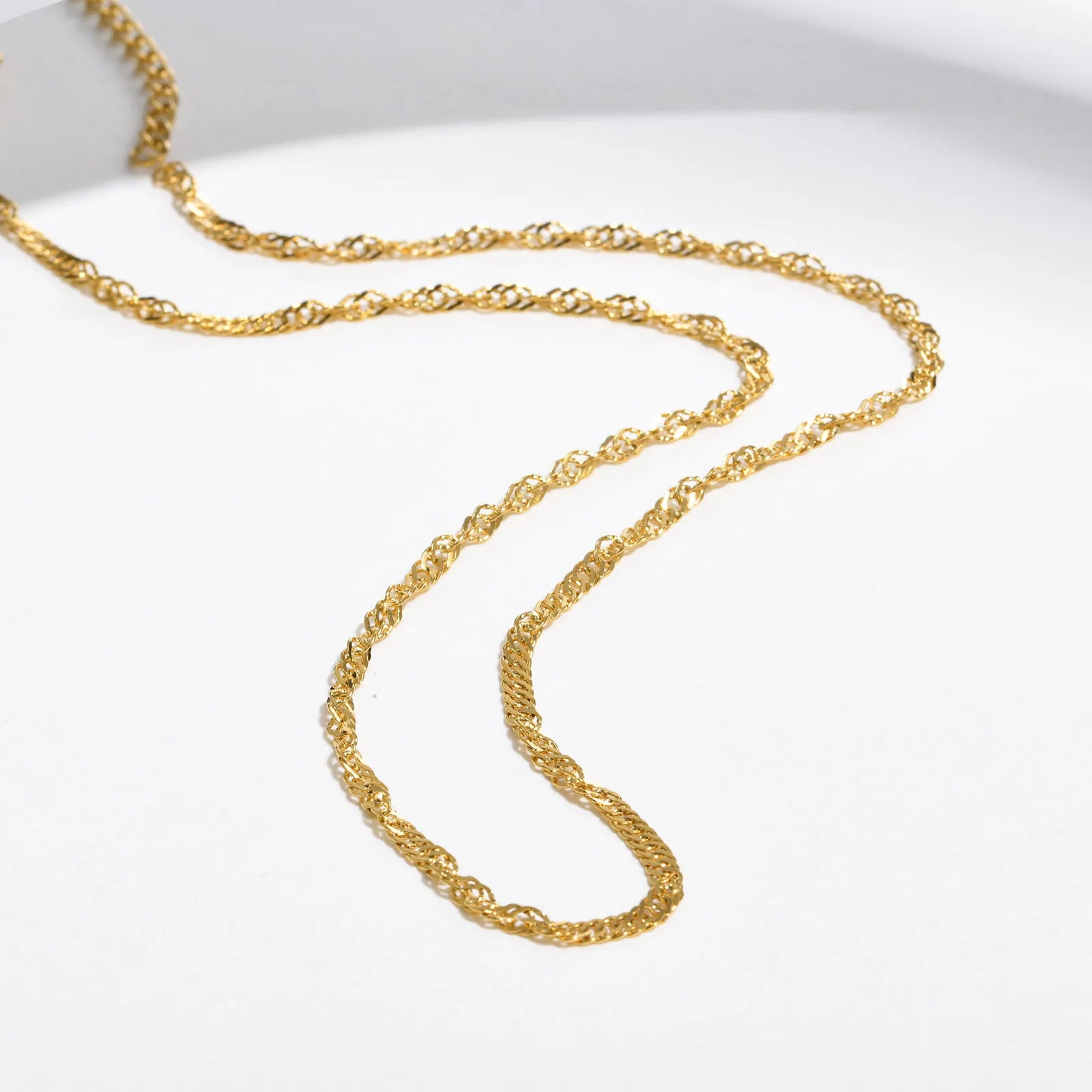 Twisted Singapore Chain Choker Necklace | 18K PVD Gold Stainless Steel Adjustable Collar