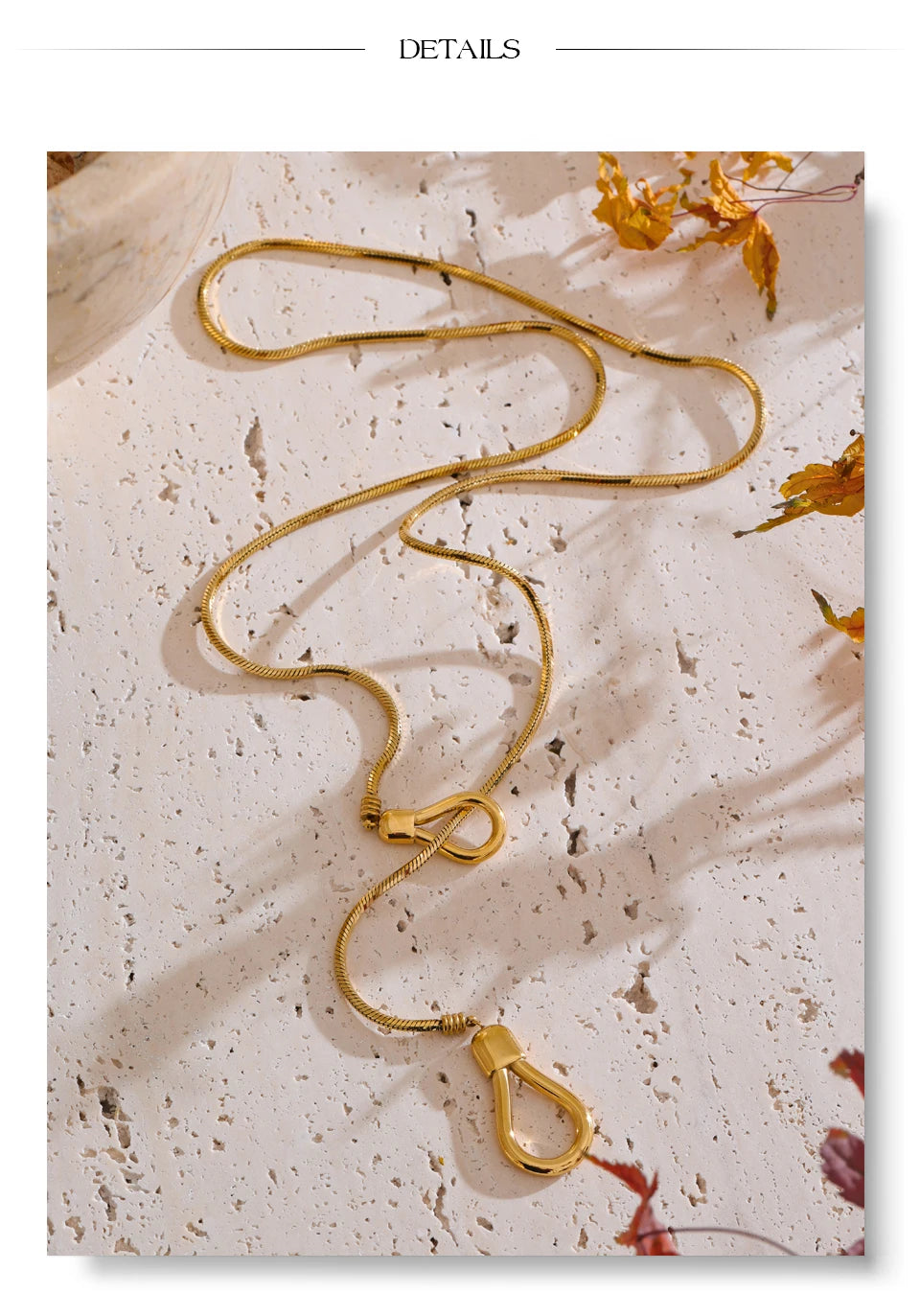 Sculptural Lariat Snake Chain Necklace – Gold & Silver | Tarnish-Resistant