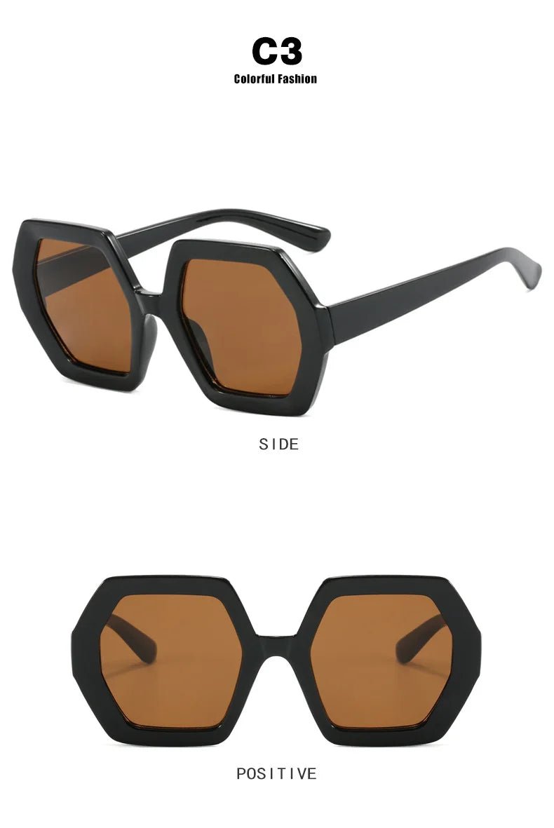 Oversized Hexagon Frame Sunglasses - The PM Edit