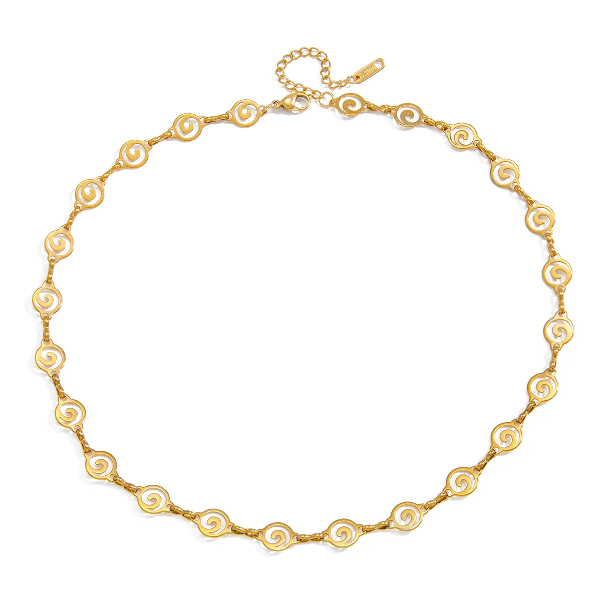 Gold Spiral Swirl Link Chain Necklace | 18K PVD Stainless Steel Statement Jewelry