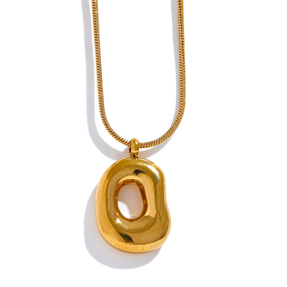 Chunky Hollow Geometric Pendant Necklace | 18K PVD Gold & Silver Stainless Steel Statement Jewelry