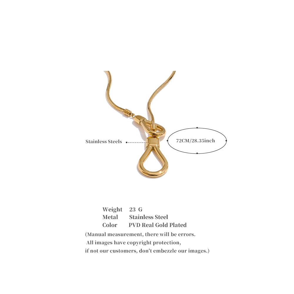 Sculptural Lariat Snake Chain Necklace – Gold & Silver | Tarnish-Resistant