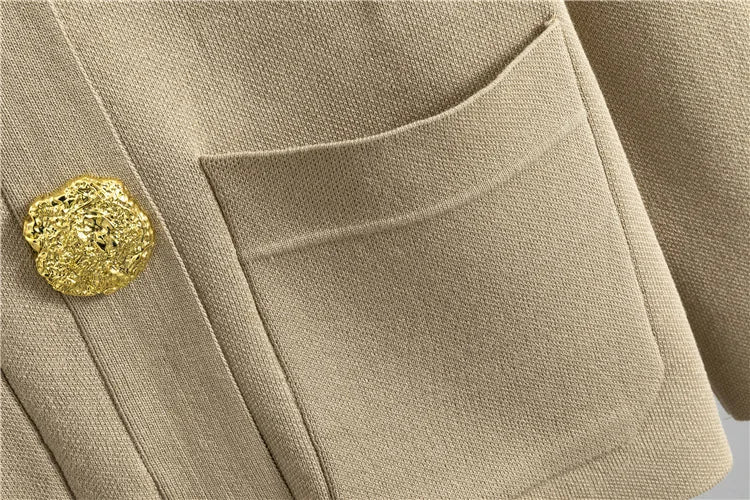 2-Piece Knit Lounge Set with Gold Button Detail – Cozy Meets Chic