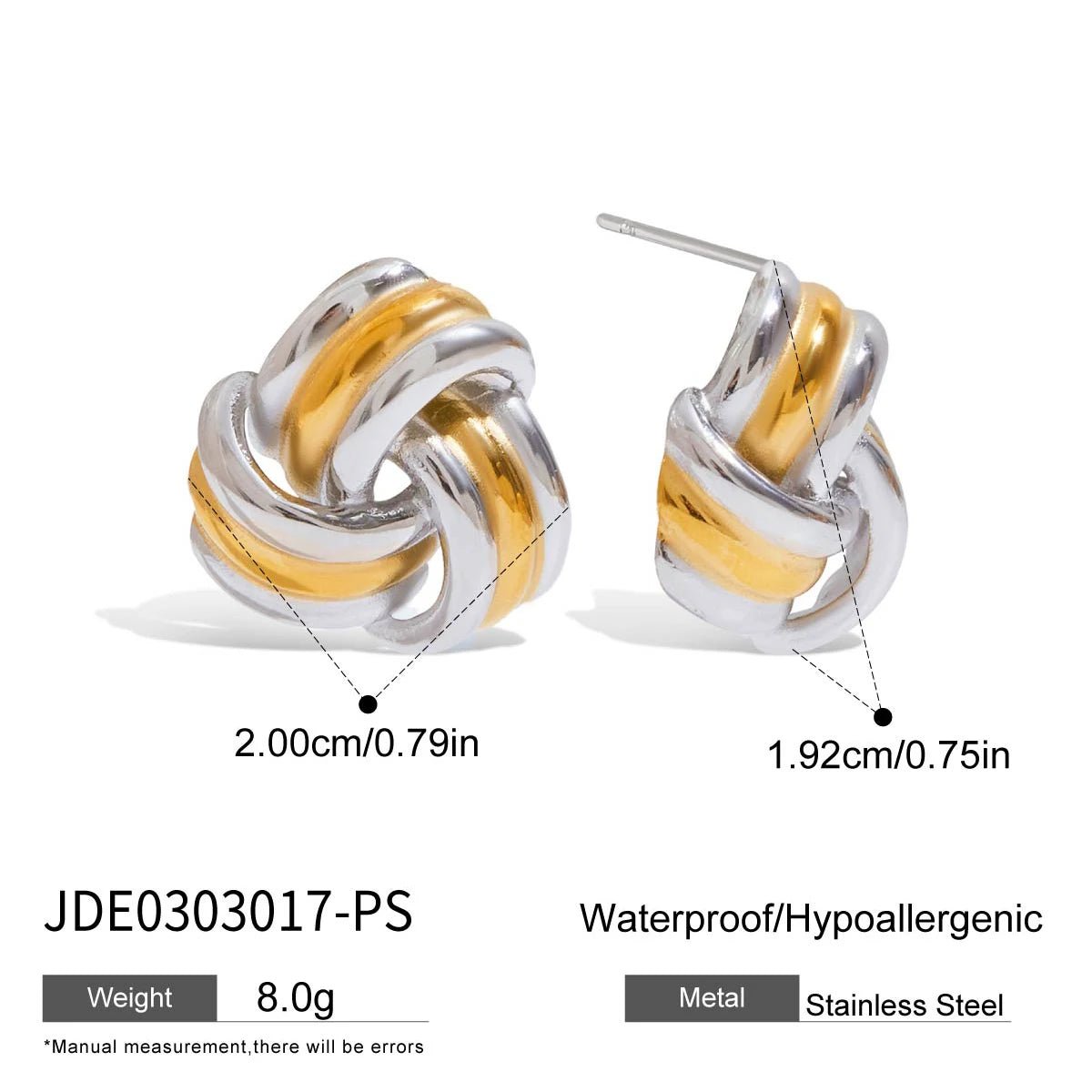 PVD 18K Gold Twisted Knot Stud Earrings - The PM Edit