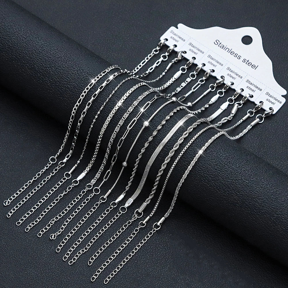 12-Piece Chain Bracelet Set | 18K PVD Gold & Silver Stainless Steel Stackable Bracelets