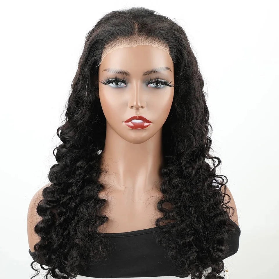 Wear And Go Loose Deep Wave Wig. 6x4 HD Transparent Curly Loose Wave Wig Human Hair Wigs. Glueless Lace Front Wig.