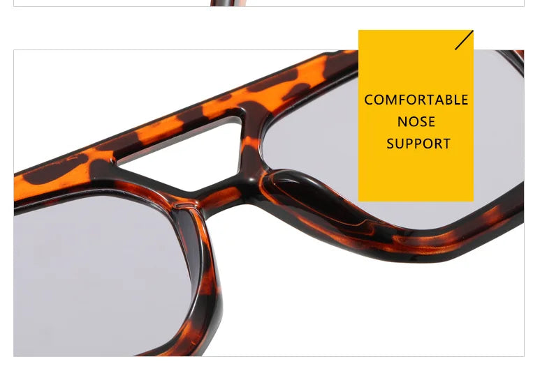 Tortoise Shell Double Beam Geometric Sunglasses | Retro Oversized Eyewear