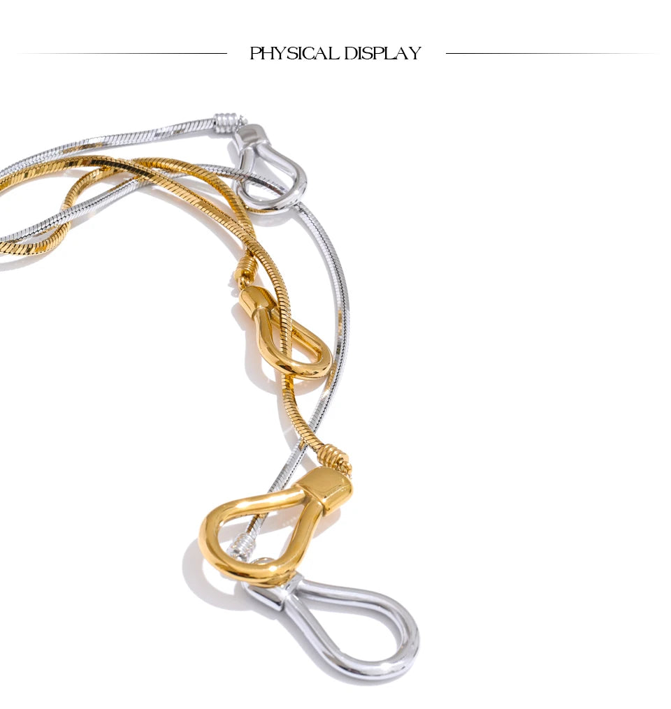 Sculptural Lariat Snake Chain Necklace – Gold & Silver | Tarnish-Resistant