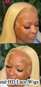 613 HD Lace Frontal Wig. Full Lace Front Straight Human Hair Wig. Pre Plucked. Natural Scalp.