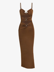 Spaghetti Strap Cut-Out  O Ring Maxi Dress