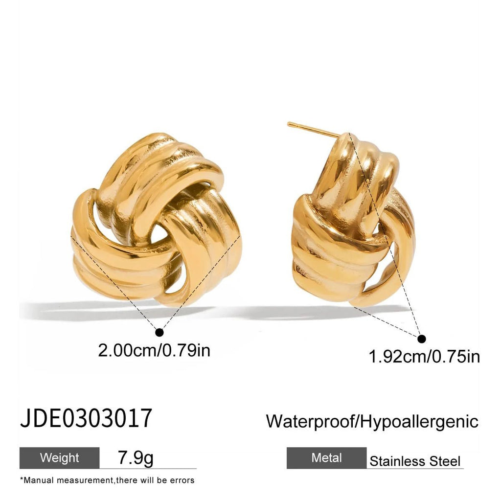 PVD 18K Gold Twisted Knot Stud Earrings - The PM Edit