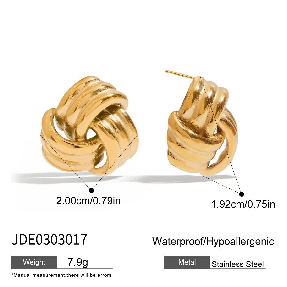 PVD 18K Gold Twisted Knot Stud Earrings - The PM Edit