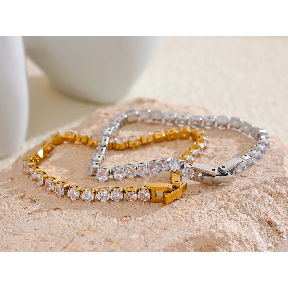 Crystal Tennis Bracelet | PVD Plated | Tarnish-Free & Waterproof