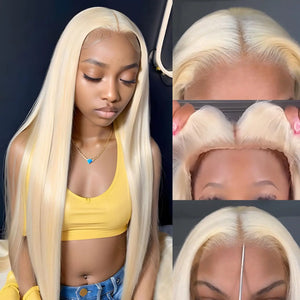 Wear Go Blonde 613  Glueless Lace Front HD Wig. Pre-Cut Pre-Plucked Transparent Straight Human Hair Wig.