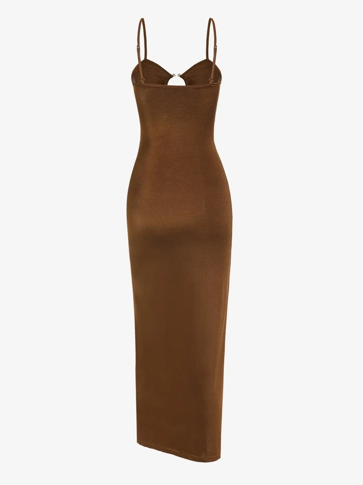 Spaghetti Strap Cut-Out  O Ring Maxi Dress