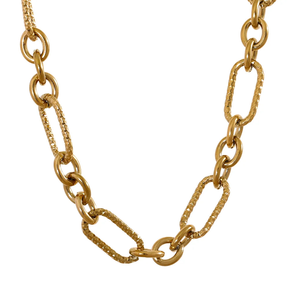 Chunky Mixed Link Chain Necklace & Bracelet Set | 18K PVD Gold & Silver Stainless Steel