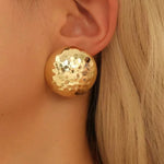 Load image into Gallery viewer, Gold Half Ball C-shape Stud Earrings
