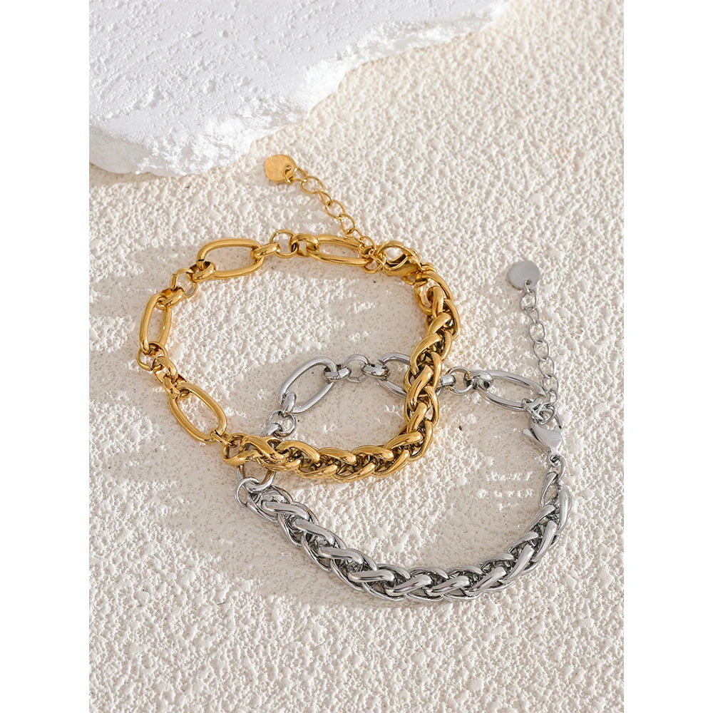 Mixed Chain Bracelet | Paperclip & Wheat Chain | 18K Gold & Silver | The PM Edit