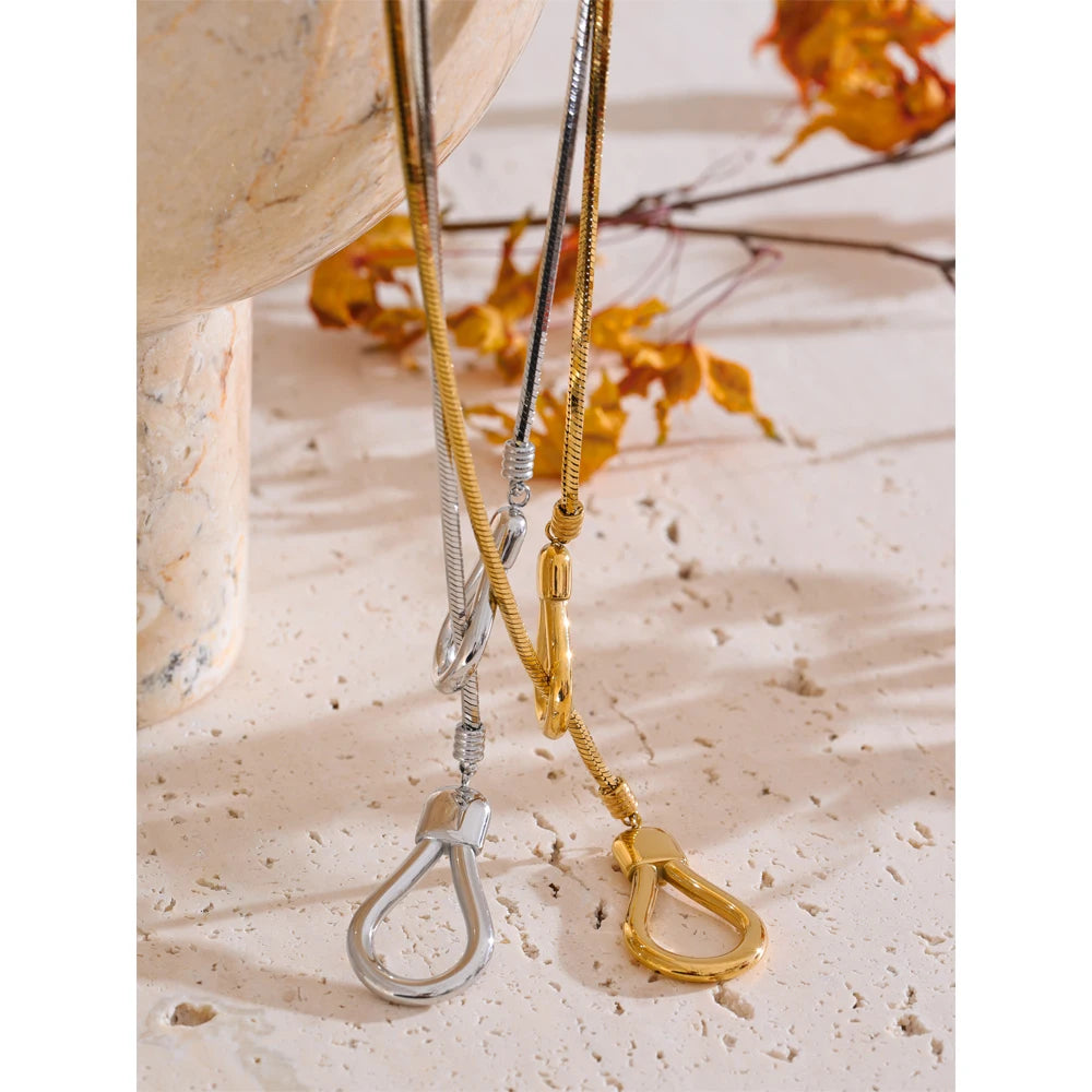 Sculptural Lariat Snake Chain Necklace – Gold & Silver | Tarnish-Resistant