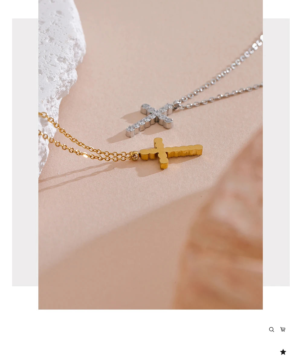 Crystal Cross Pendant Necklace | CZ Diamond | 18K Gold & Silver | The PM Edit