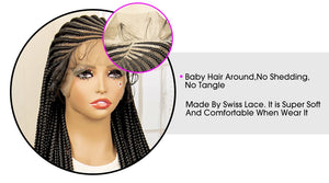 Full Lace Cornrow Braided Wigs for Black Women Handmade Synthetic Long Box Braided Wig with Baby Hair Lace Front Braids Wigs