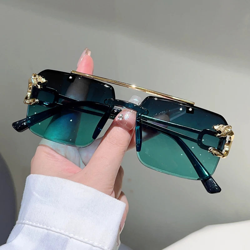 Rimless Square Sunglasses | Vintage Double Bridge