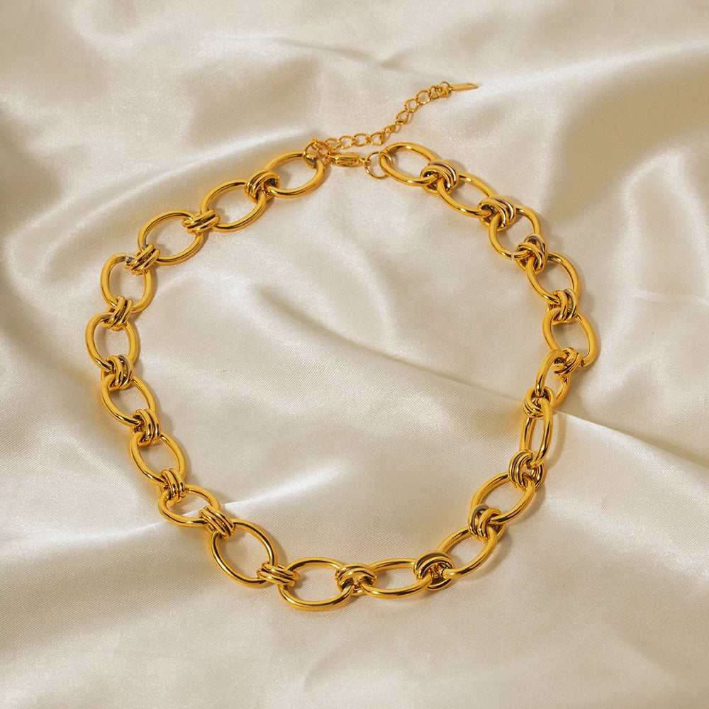 Layered Gold Chain Necklace Set | 18K PVD Stainless Steel Link Chain Jewelry