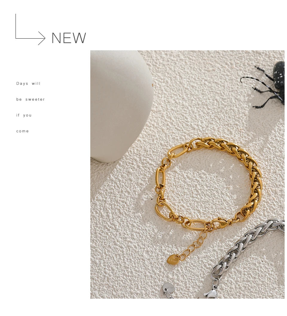 Mixed Chain Bracelet | Paperclip & Wheat Chain | 18K Gold & Silver | The PM Edit