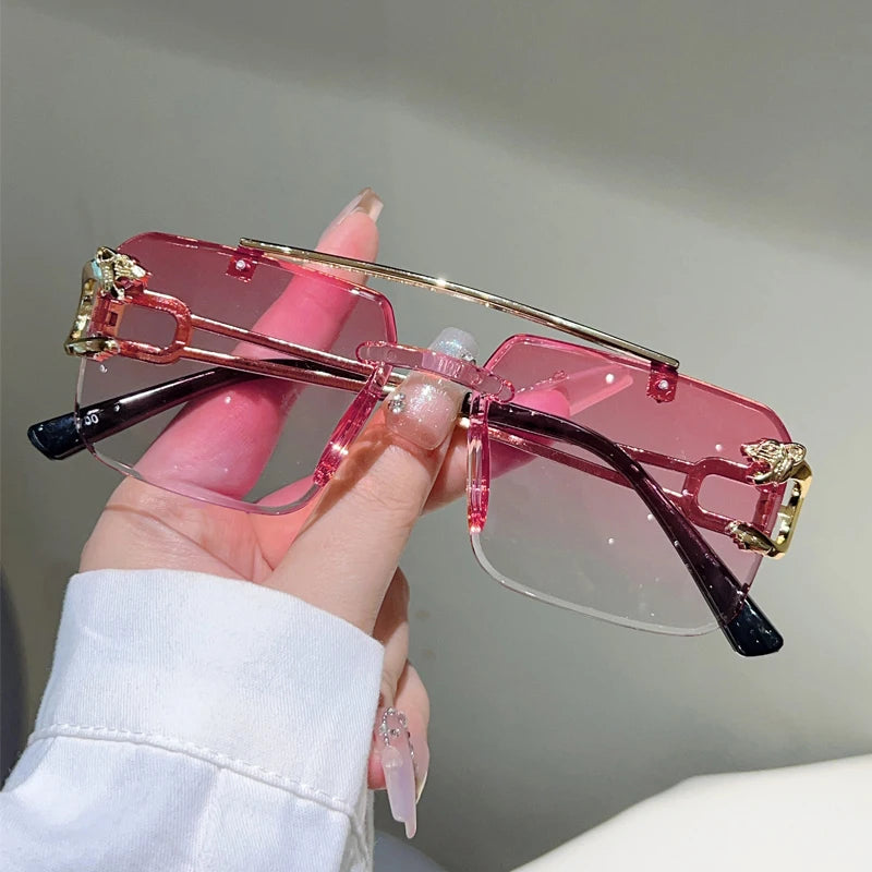 Rimless Square Sunglasses | Vintage Double Bridge