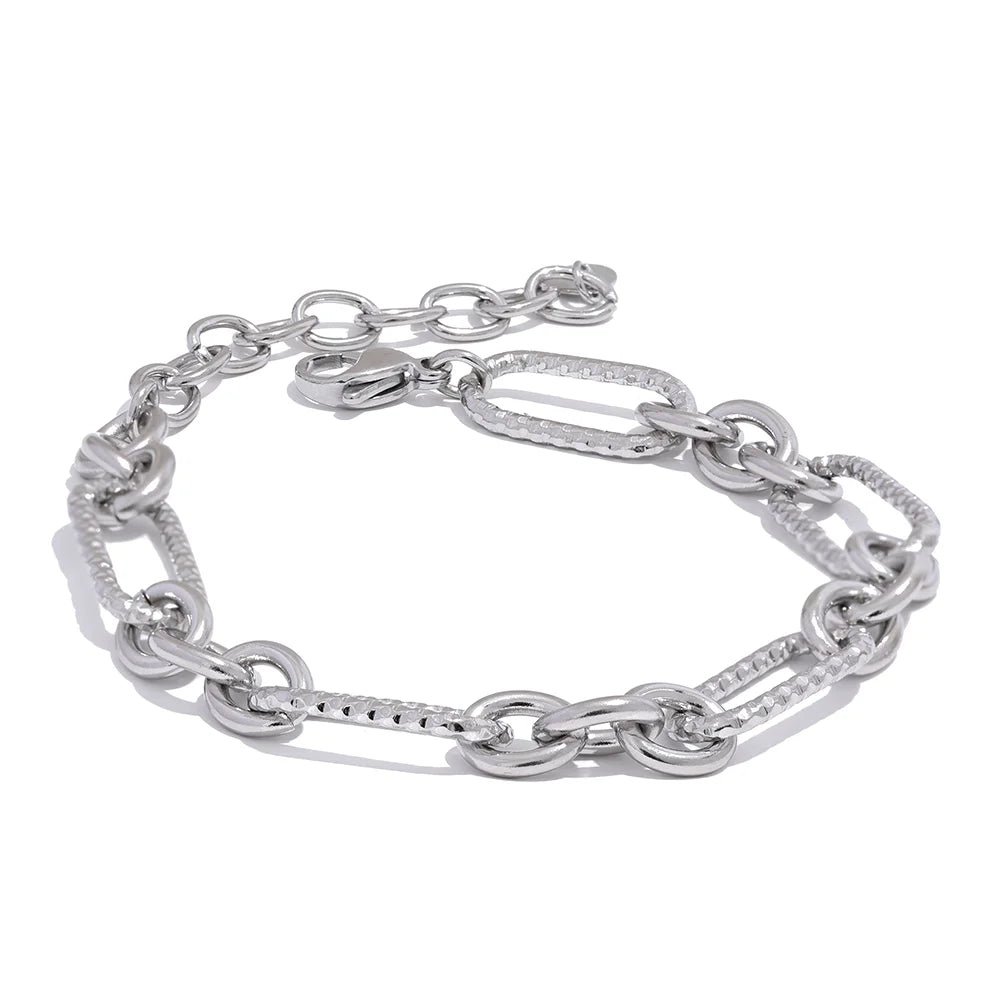 Chunky Mixed Link Chain Necklace & Bracelet Set | 18K PVD Gold & Silver Stainless Steel