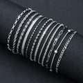 12-Piece Chain Bracelet Set | 18K PVD Gold & Silver Stainless Steel Stackable Bracelets