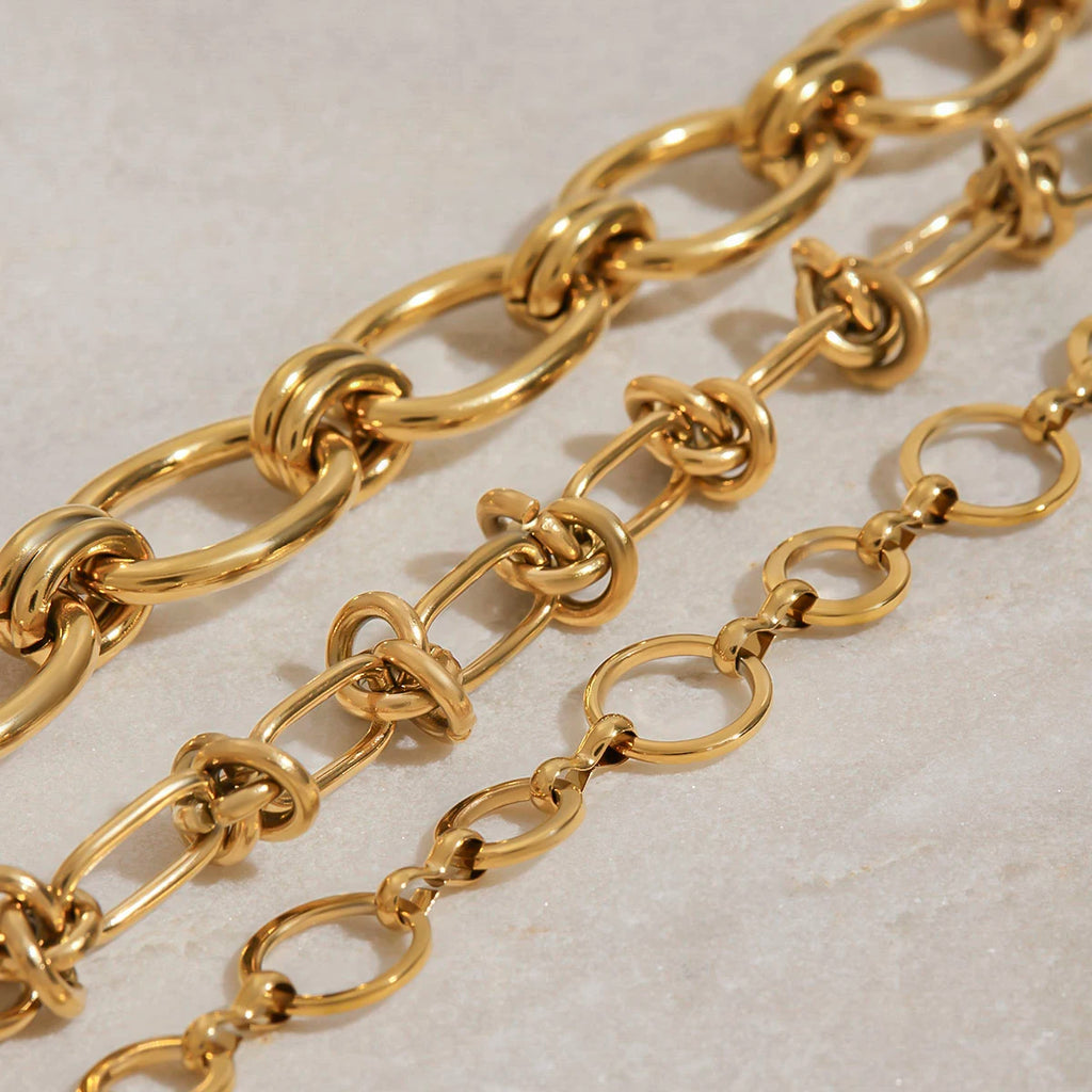 Layered Gold Chain Necklace Set | 18K PVD Stainless Steel Link Chain Jewelry