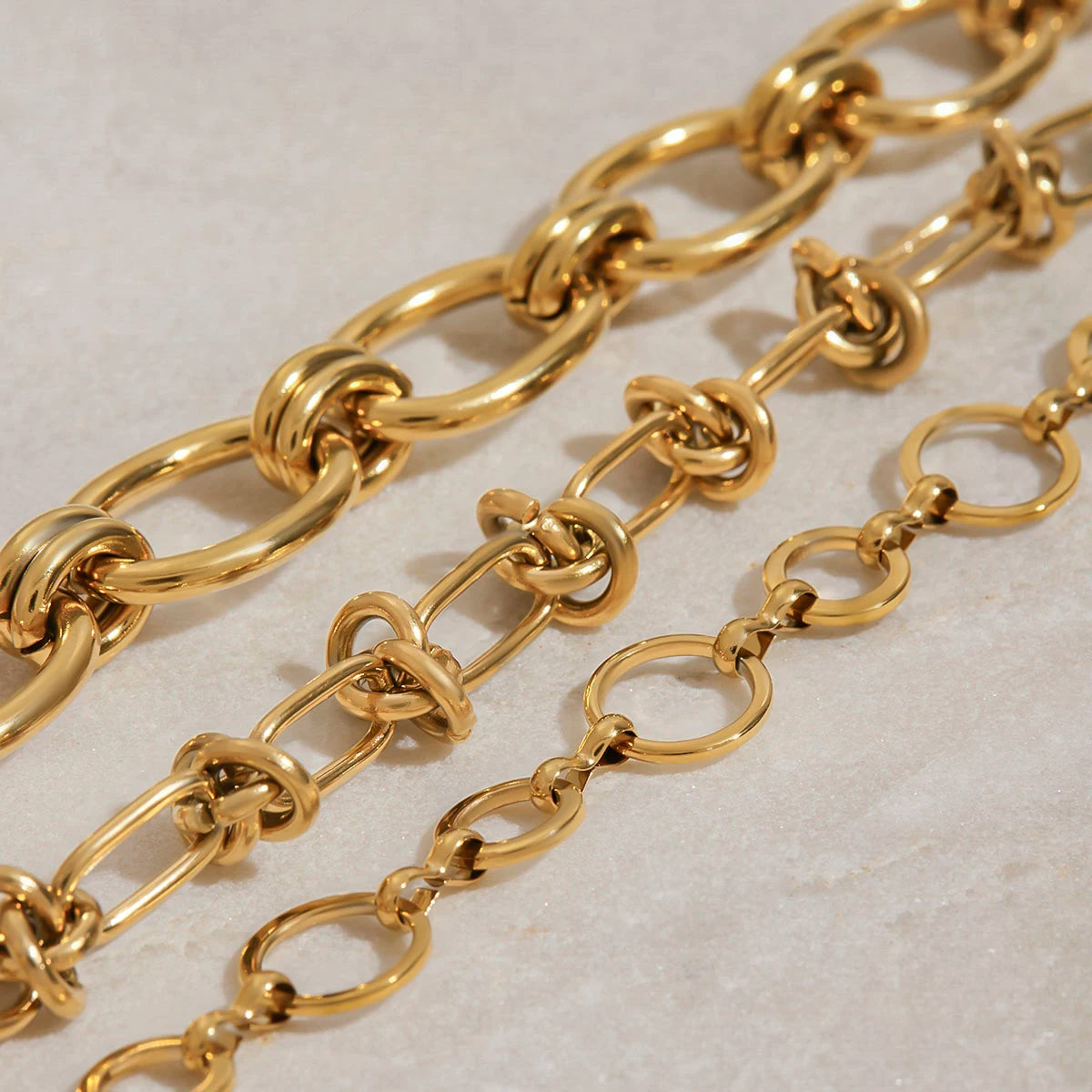 Layered Gold Chain Necklace Set | 18K PVD Stainless Steel Link Chain Jewelry