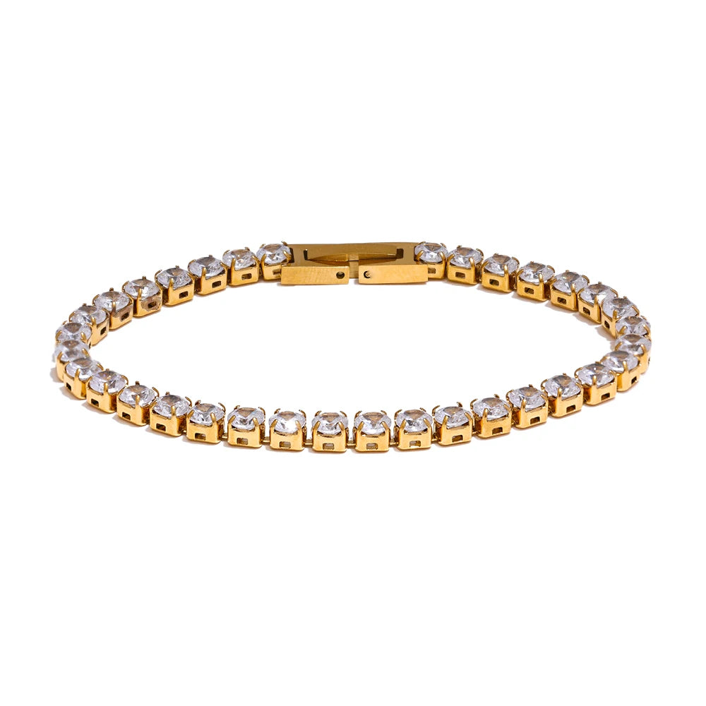 Crystal Tennis Bracelet | PVD Plated | Tarnish-Free & Waterproof