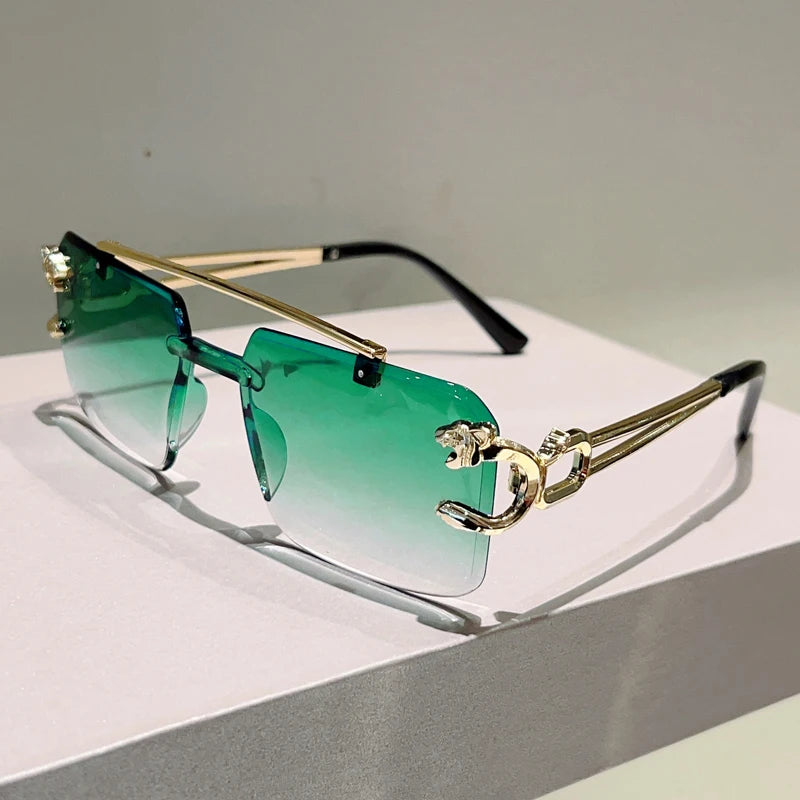 Rimless Square Sunglasses | Vintage Double Bridge