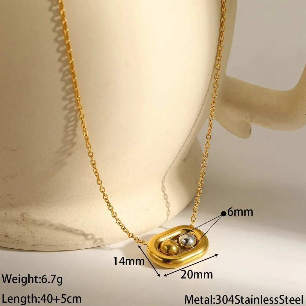 Dual Ball Oval Jewelry Set | 18K Gold Plated | Tarnish - Free & Waterproof - The PM Edit