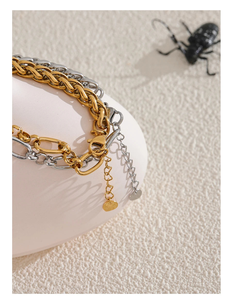 Mixed Chain Bracelet | Paperclip & Wheat Chain | 18K Gold & Silver | The PM Edit